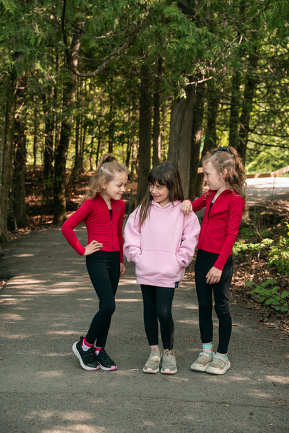 Ensemble Muse - Mini (veste Rouge cerise et legging noir)